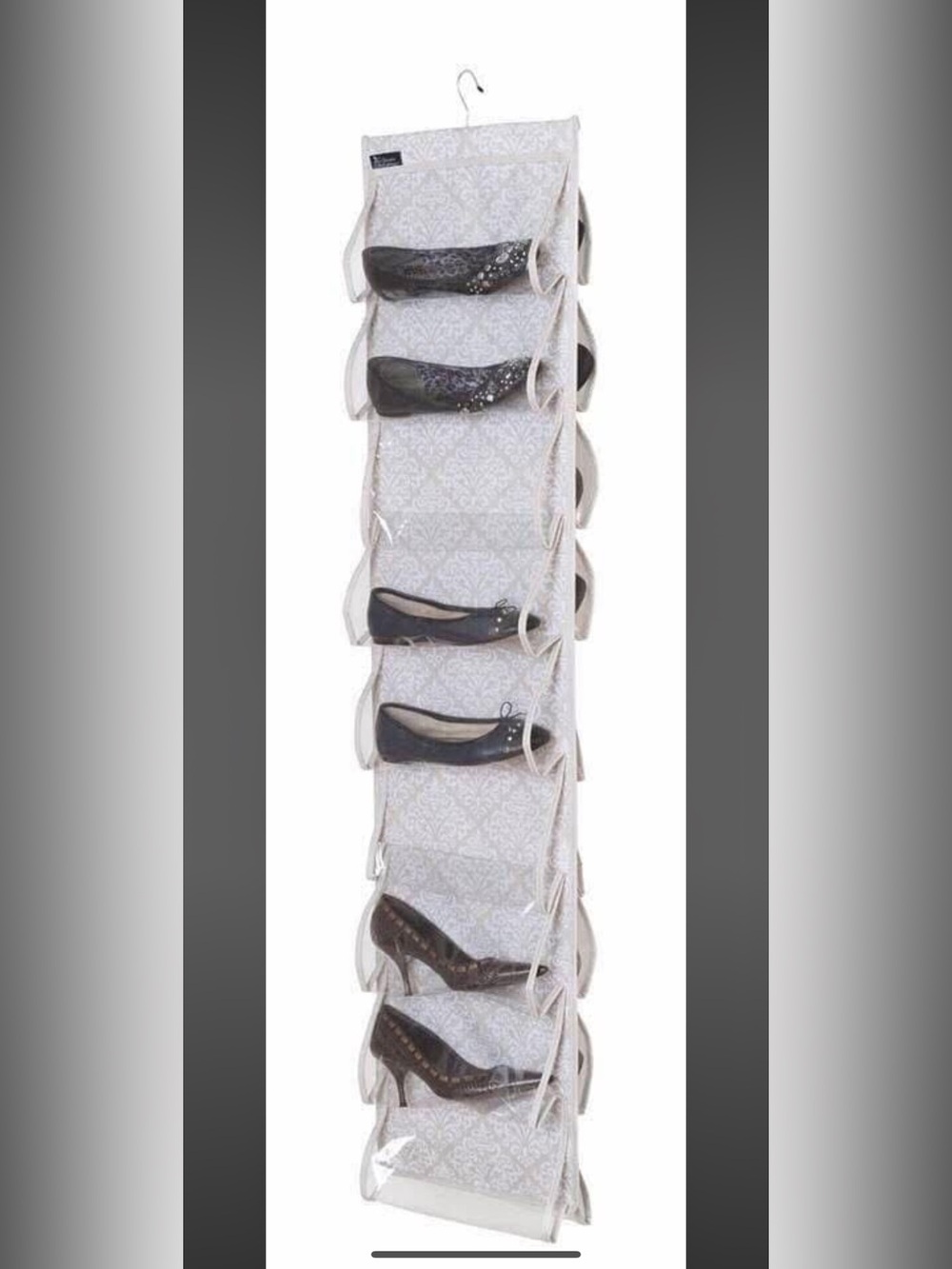 2 Pcs 18 Clear Pockets Shoes Sandals Neutral Hanging Closet Storage Organizer